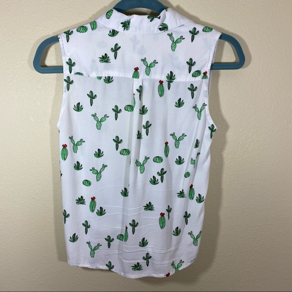 Japna Cactus Button down Collared Top Sleeveless - Picture 2 of 8